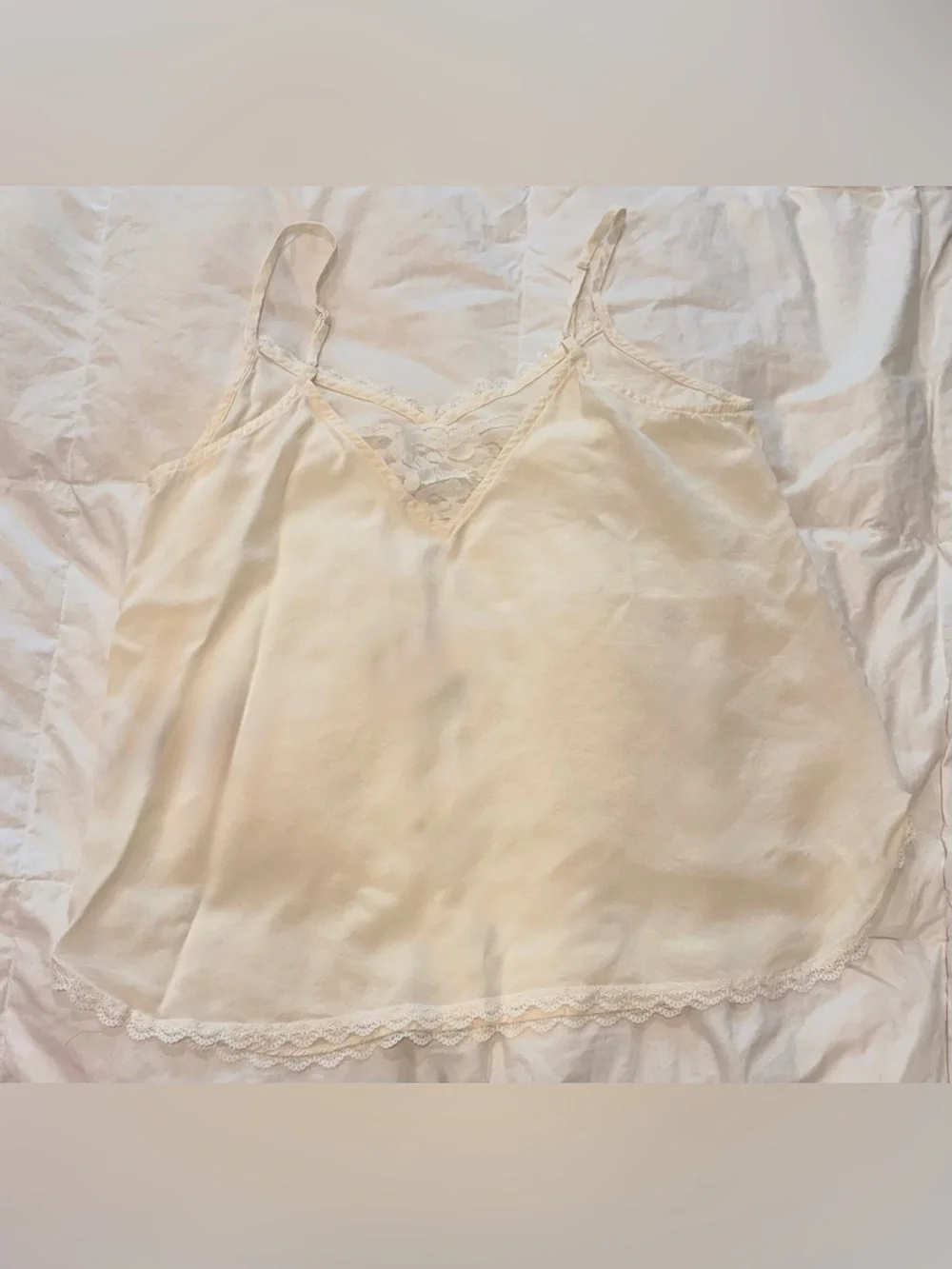 Free People Daily Practice Satin Lace Trim Cami Small